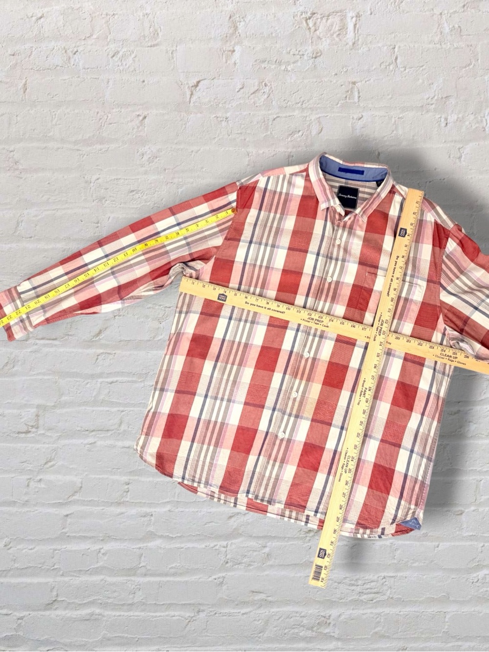 Tommy Bahama Men’s XL Plaid Long Sleeve Button Down Shirt Cotton Silk Blend Red - Picture 13 of 13